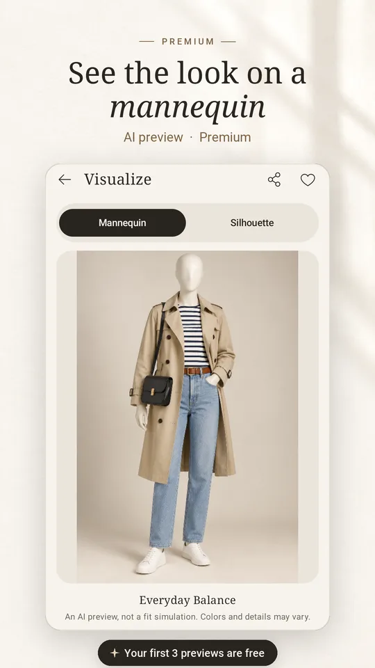 Visualize showing an outfit styled on a mannequin